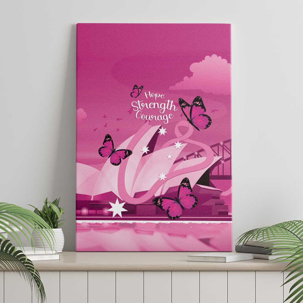 Australia Breast Cancer Awareness Canvas Wall Art Sydney Opera House Butterfly Pink Ribbon - Aussie Hoodie