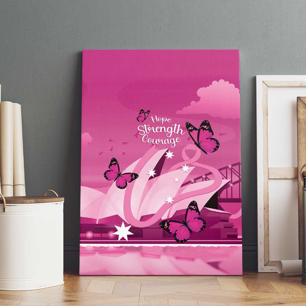 Australia Breast Cancer Awareness Canvas Wall Art Sydney Opera House Butterfly Pink Ribbon - Aussie Hoodie