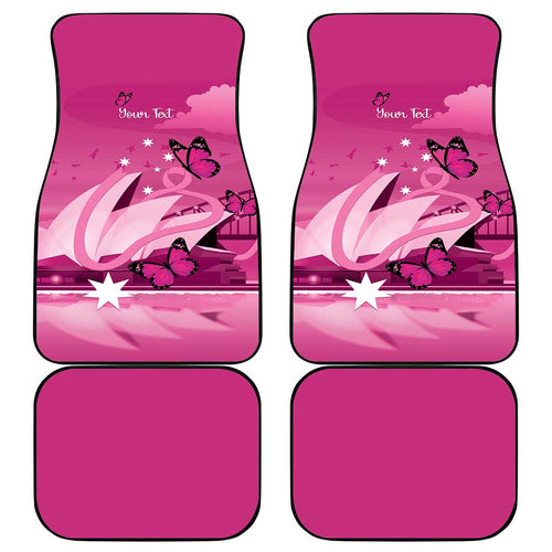 Personalised Australia Breast Cancer Awareness Car Mats Sydney Opera House Butterfly Pink Ribbon - Aussie Hoodie