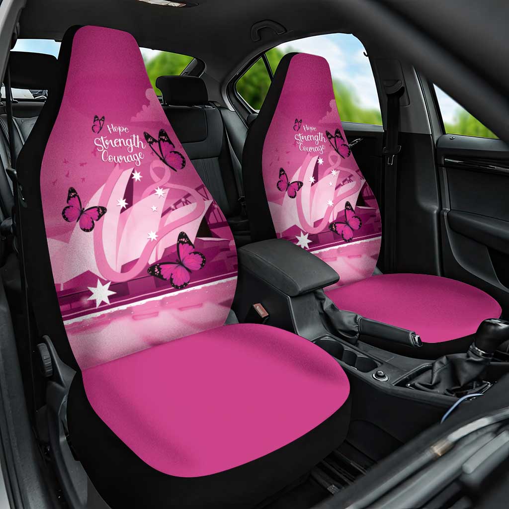 Australia Breast Cancer Awareness Car Seat Cover Sydney Opera House Butterfly Pink Ribbon - Aussie Hoodie