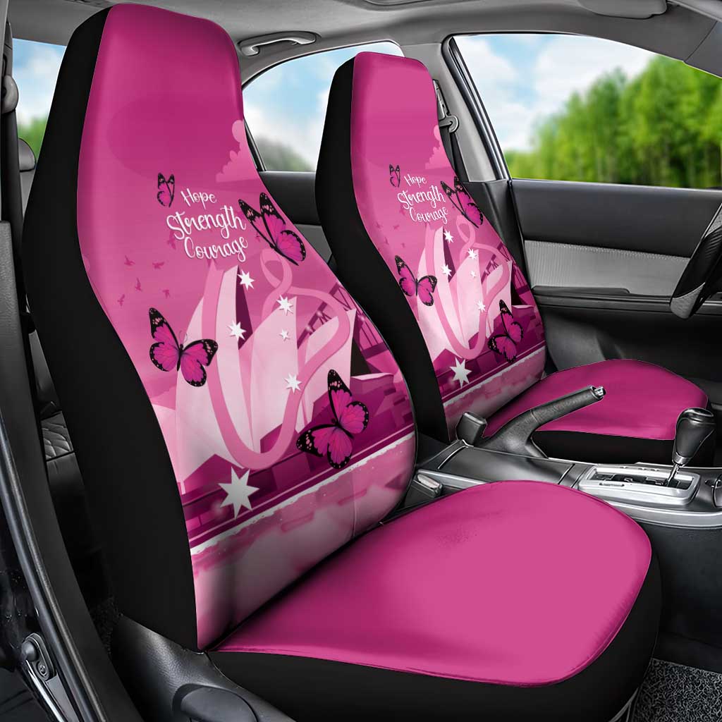Australia Breast Cancer Awareness Car Seat Cover Sydney Opera House Butterfly Pink Ribbon - Aussie Hoodie