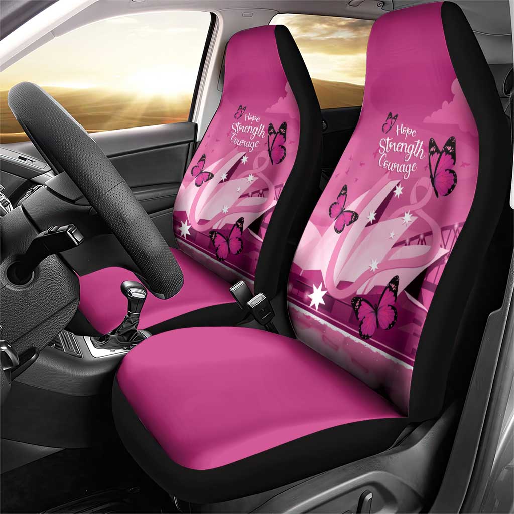 Australia Breast Cancer Awareness Car Seat Cover Sydney Opera House Butterfly Pink Ribbon - Aussie Hoodie