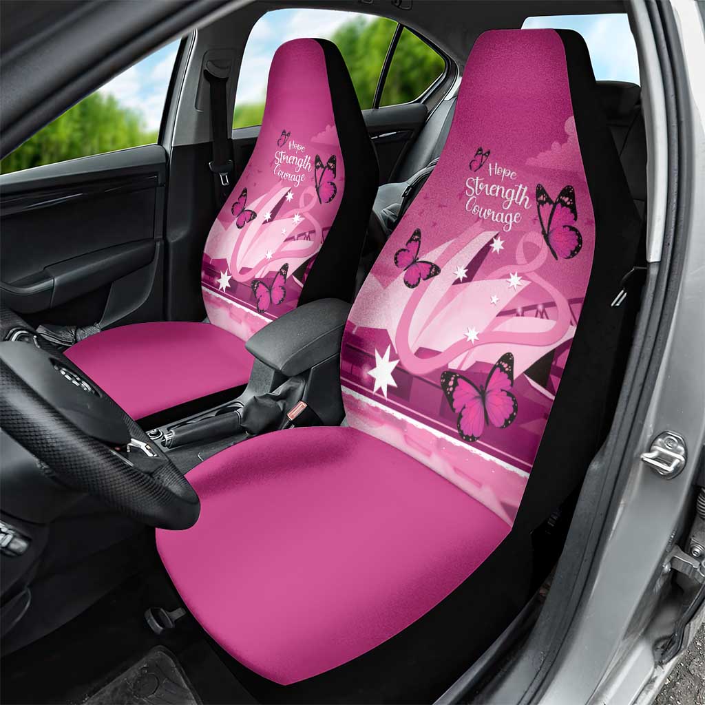 Australia Breast Cancer Awareness Car Seat Cover Sydney Opera House Butterfly Pink Ribbon - Aussie Hoodie