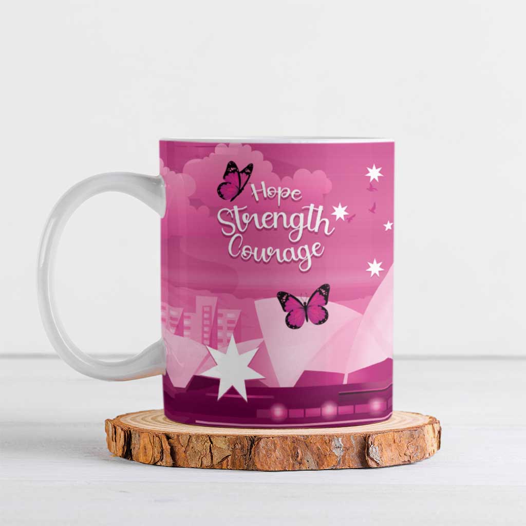 Australia Breast Cancer Awareness Ceramic Mug Sydney Opera House Butterfly Pink Ribbon - Aussie Hoodie
