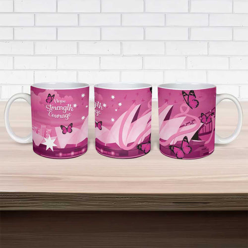 Australia Breast Cancer Awareness Ceramic Mug Sydney Opera House Butterfly Pink Ribbon - Aussie Hoodie