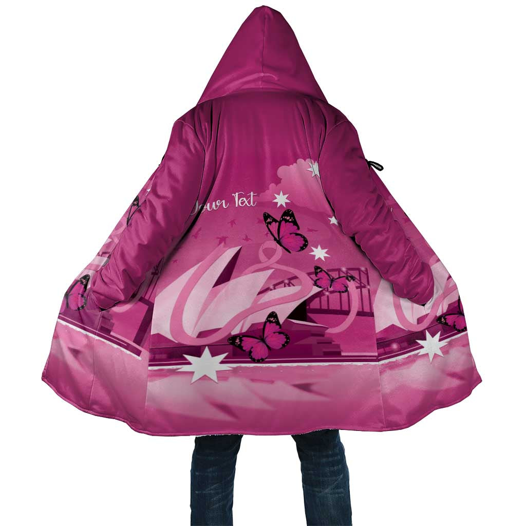 Personalised Australia Breast Cancer Awareness Cloak Sydney Opera House Butterfly Pink Ribbon - Aussie Hoodie
