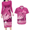 Personalised Australia Breast Cancer Awareness Couples Matching Long Sleeve Bodycon Dress and Hawaiian Shirt Sydney Opera House Butterfly Pink Ribbon - Aussie Hoodie