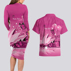 Personalised Australia Breast Cancer Awareness Couples Matching Long Sleeve Bodycon Dress and Hawaiian Shirt Sydney Opera House Butterfly Pink Ribbon - Aussie Hoodie