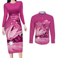 Personalised Australia Breast Cancer Awareness Couples Matching Long Sleeve Bodycon Dress and Long Sleeve Button Shirt Sydney Opera House Butterfly Pink Ribbon - Aussie Hoodie