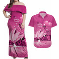 Personalised Australia Breast Cancer Awareness Couples Matching Off Shoulder Maxi Dress and Hawaiian Shirt Sydney Opera House Butterfly Pink Ribbon - Aussie Hoodie
