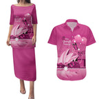 Personalised Australia Breast Cancer Awareness Couples Matching Puletasi and Hawaiian Shirt Sydney Opera House Butterfly Pink Ribbon - Aussie Hoodie