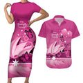 Personalised Australia Breast Cancer Awareness Couples Matching Short Sleeve Bodycon Dress and Hawaiian Shirt Sydney Opera House Butterfly Pink Ribbon - Aussie Hoodie