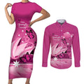Personalised Australia Breast Cancer Awareness Couples Matching Short Sleeve Bodycon Dress and Long Sleeve Button Shirt Sydney Opera House Butterfly Pink Ribbon - Aussie Hoodie