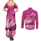 Personalised Australia Breast Cancer Awareness Couples Matching Summer Maxi Dress and Long Sleeve Button Shirt Sydney Opera House Butterfly Pink Ribbon - Aussie Hoodie