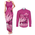Personalised Australia Breast Cancer Awareness Couples Matching Tank Maxi Dress and Long Sleeve Button Shirt Sydney Opera House Butterfly Pink Ribbon - Aussie Hoodie