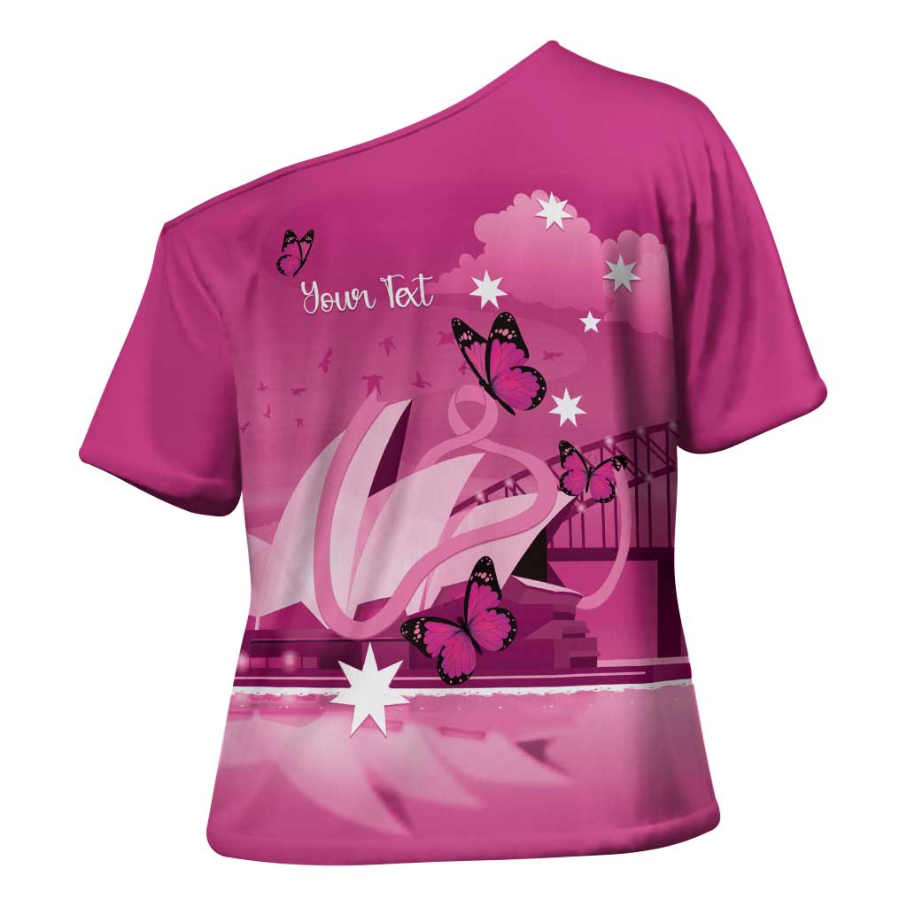 Personalised Australia Breast Cancer Awareness Cross Shoulder Shirt Sydney Opera House Butterfly Pink Ribbon - Aussie Hoodie