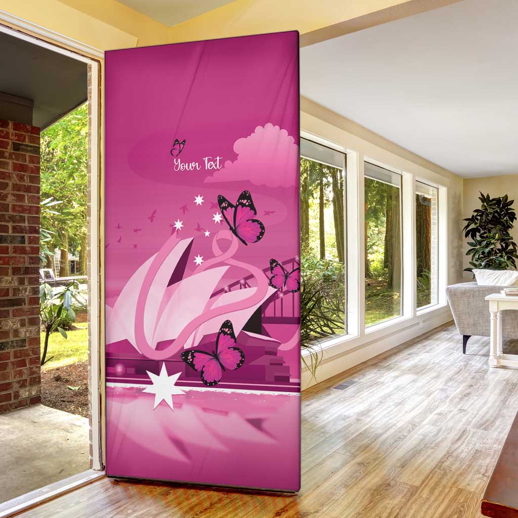 Personalised Australia Breast Cancer Awareness Door Cover Sydney Opera House Butterfly Pink Ribbon - Aussie Hoodie