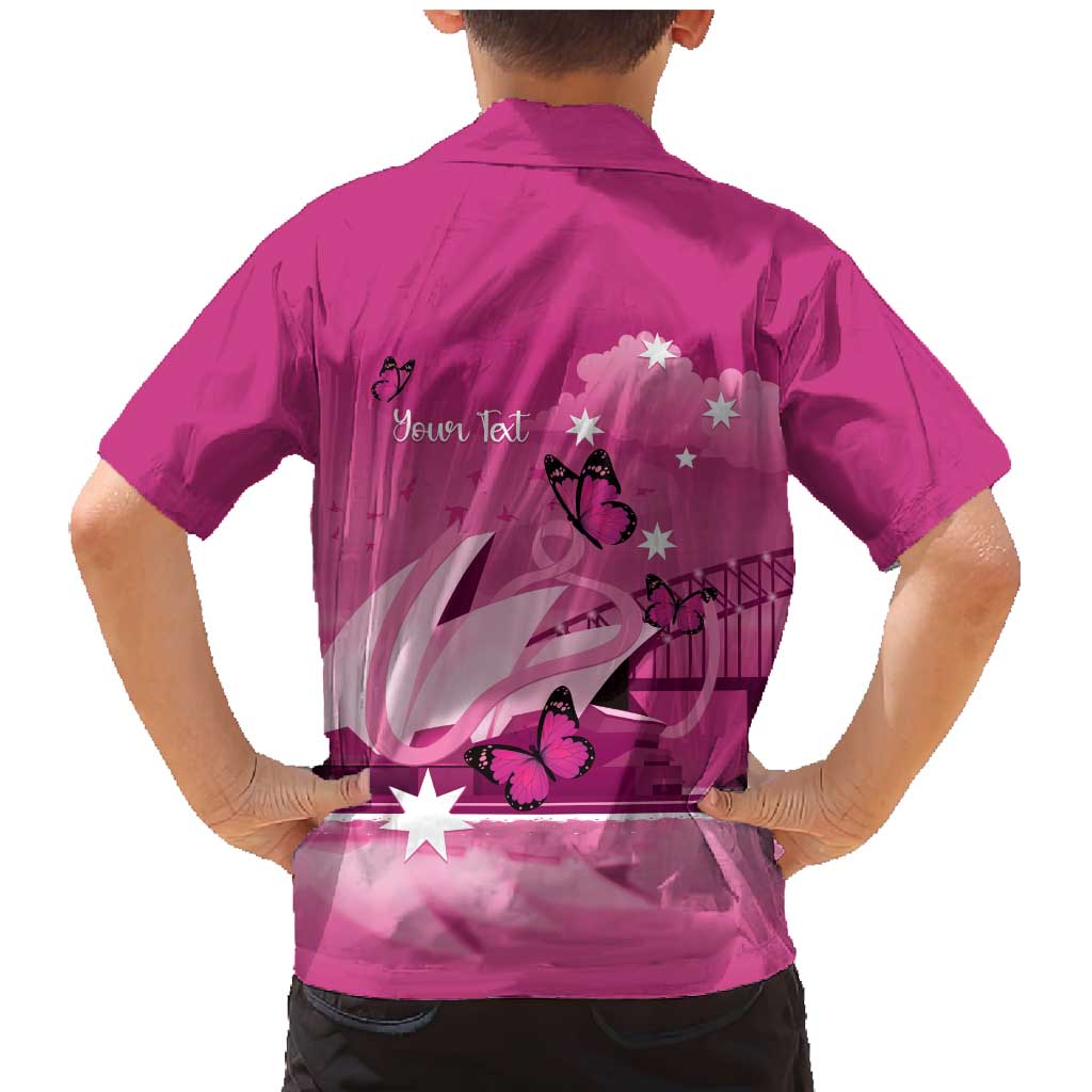 Personalised Australia Breast Cancer Awareness Family Matching Mermaid Dress and Hawaiian Shirt Sydney Opera House Butterfly Pink Ribbon - Aussie Hoodie