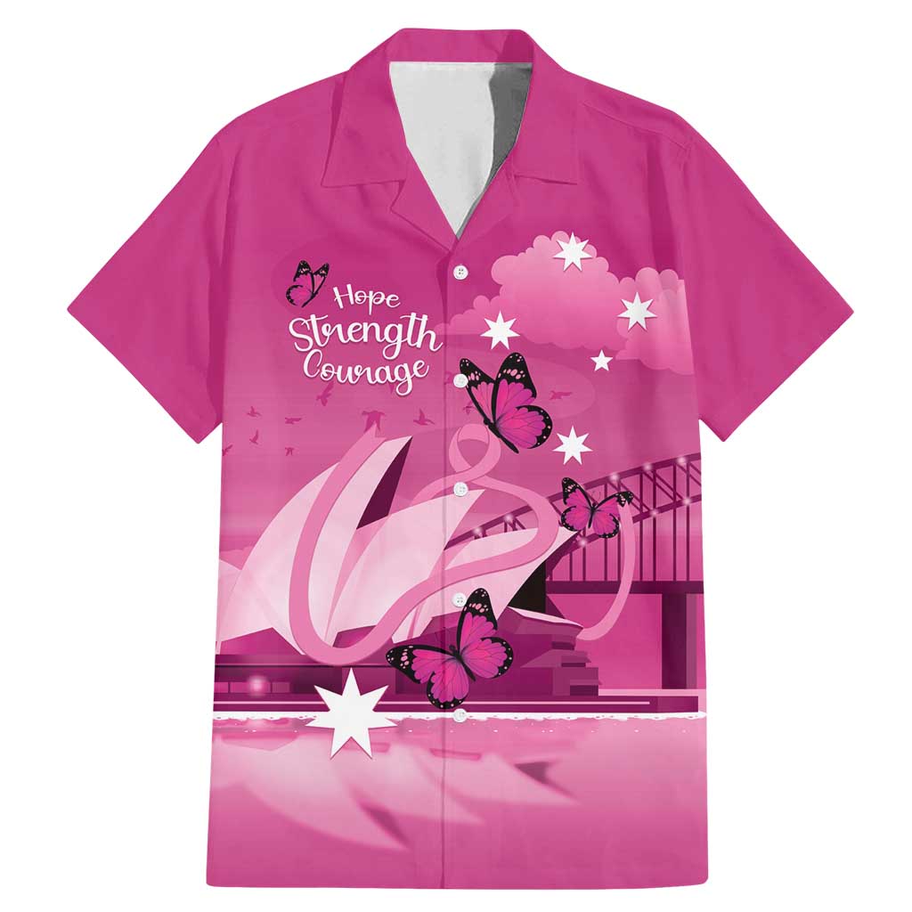 Personalised Australia Breast Cancer Awareness Family Matching Mermaid Dress and Hawaiian Shirt Sydney Opera House Butterfly Pink Ribbon - Aussie Hoodie
