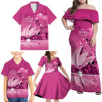 Personalised Australia Breast Cancer Awareness Family Matching Off Shoulder Maxi Dress and Hawaiian Shirt Sydney Opera House Butterfly Pink Ribbon - Aussie Hoodie