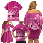 Personalised Australia Breast Cancer Awareness Family Matching Off Shoulder Short Dress and Hawaiian Shirt Sydney Opera House Butterfly Pink Ribbon - Aussie Hoodie