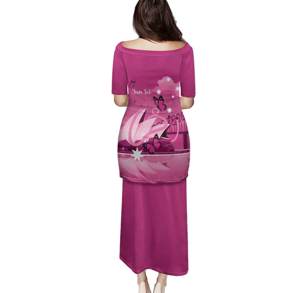 Personalised Australia Breast Cancer Awareness Family Matching Puletasi and Hawaiian Shirt Sydney Opera House Butterfly Pink Ribbon - Aussie Hoodie