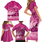 Personalised Australia Breast Cancer Awareness Family Matching Short Sleeve Bodycon Dress and Hawaiian Shirt Sydney Opera House Butterfly Pink Ribbon - Aussie Hoodie