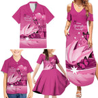 Personalised Australia Breast Cancer Awareness Family Matching Summer Maxi Dress and Hawaiian Shirt Sydney Opera House Butterfly Pink Ribbon - Aussie Hoodie
