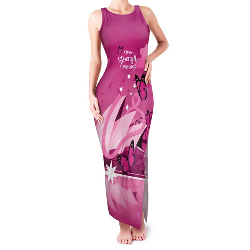 Personalised Australia Breast Cancer Awareness Family Matching Tank Maxi Dress and Hawaiian Shirt Sydney Opera House Butterfly Pink Ribbon - Aussie Hoodie