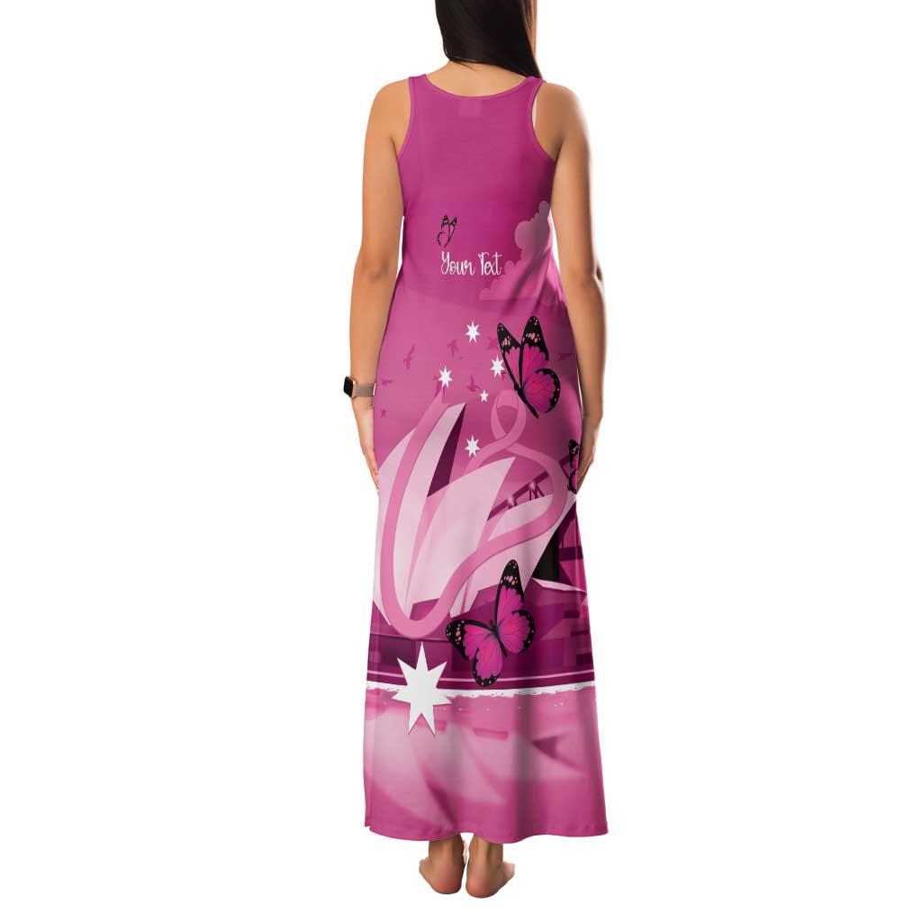 Personalised Australia Breast Cancer Awareness Family Matching Tank Maxi Dress and Hawaiian Shirt Sydney Opera House Butterfly Pink Ribbon - Aussie Hoodie