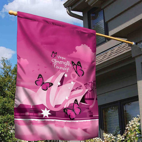Australia Breast Cancer Awareness Garden Flag Sydney Opera House Butterfly Pink Ribbon - Aussie Hoodie