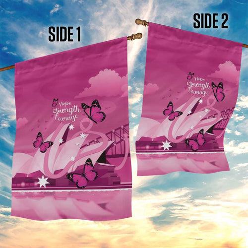 Australia Breast Cancer Awareness Garden Flag Sydney Opera House Butterfly Pink Ribbon - Aussie Hoodie