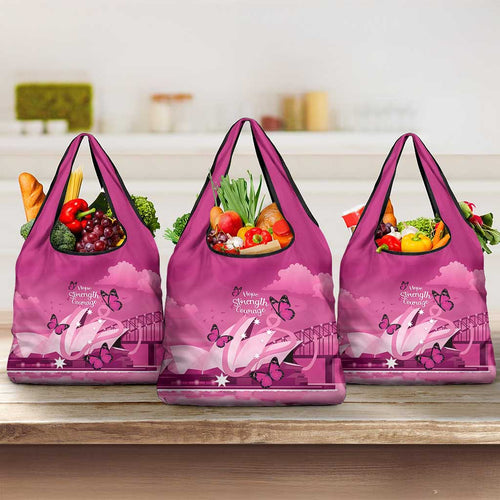 Australia Breast Cancer Awareness Grocery Bag Sydney Opera House Butterfly Pink Ribbon - Aussie Hoodie