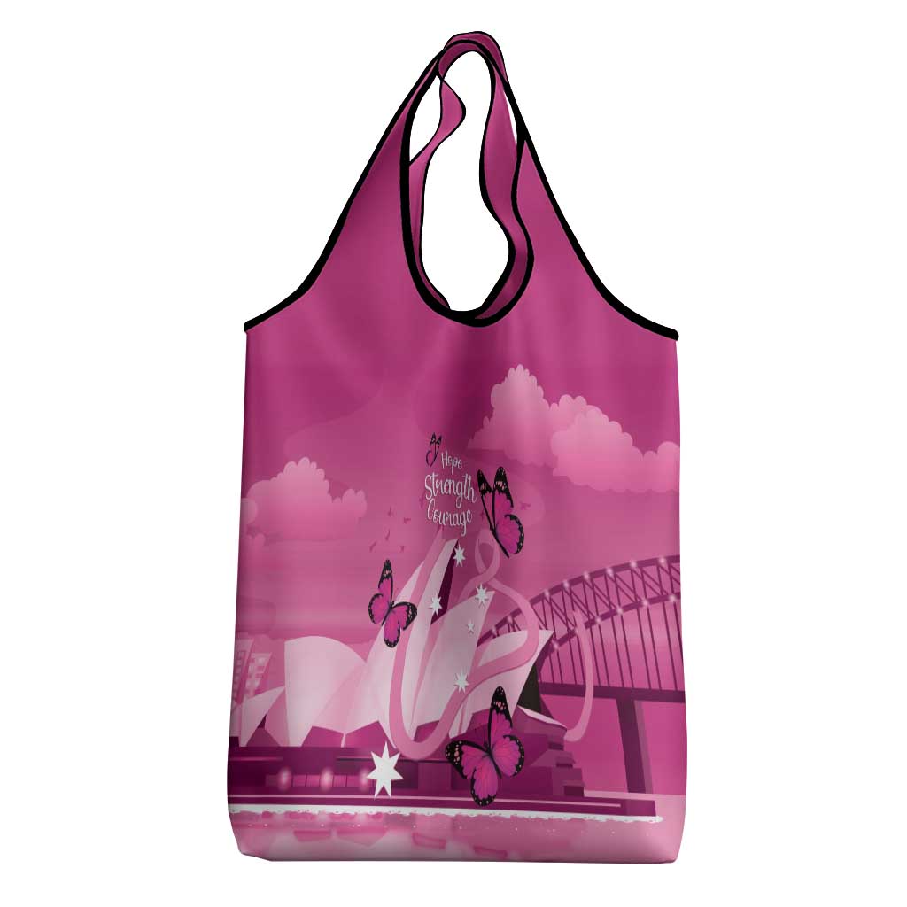 Australia Breast Cancer Awareness Grocery Bag Sydney Opera House Butterfly Pink Ribbon - Aussie Hoodie