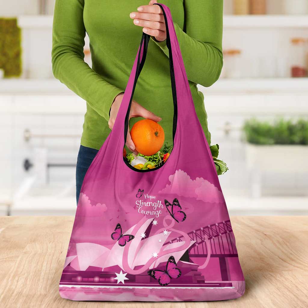 Australia Breast Cancer Awareness Grocery Bag Sydney Opera House Butterfly Pink Ribbon - Aussie Hoodie