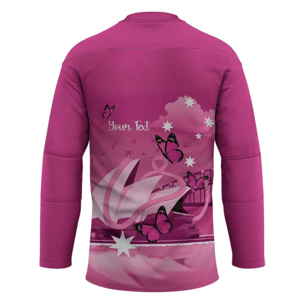 Personalised Australia Breast Cancer Awareness Hockey Jersey Sydney Opera House Butterfly Pink Ribbon - Aussie Hoodie