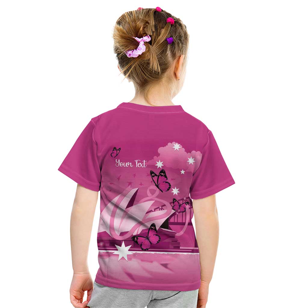 Personalised Australia Breast Cancer Awareness Kid T Shirt Sydney Opera House Butterfly Pink Ribbon - Aussie Hoodie