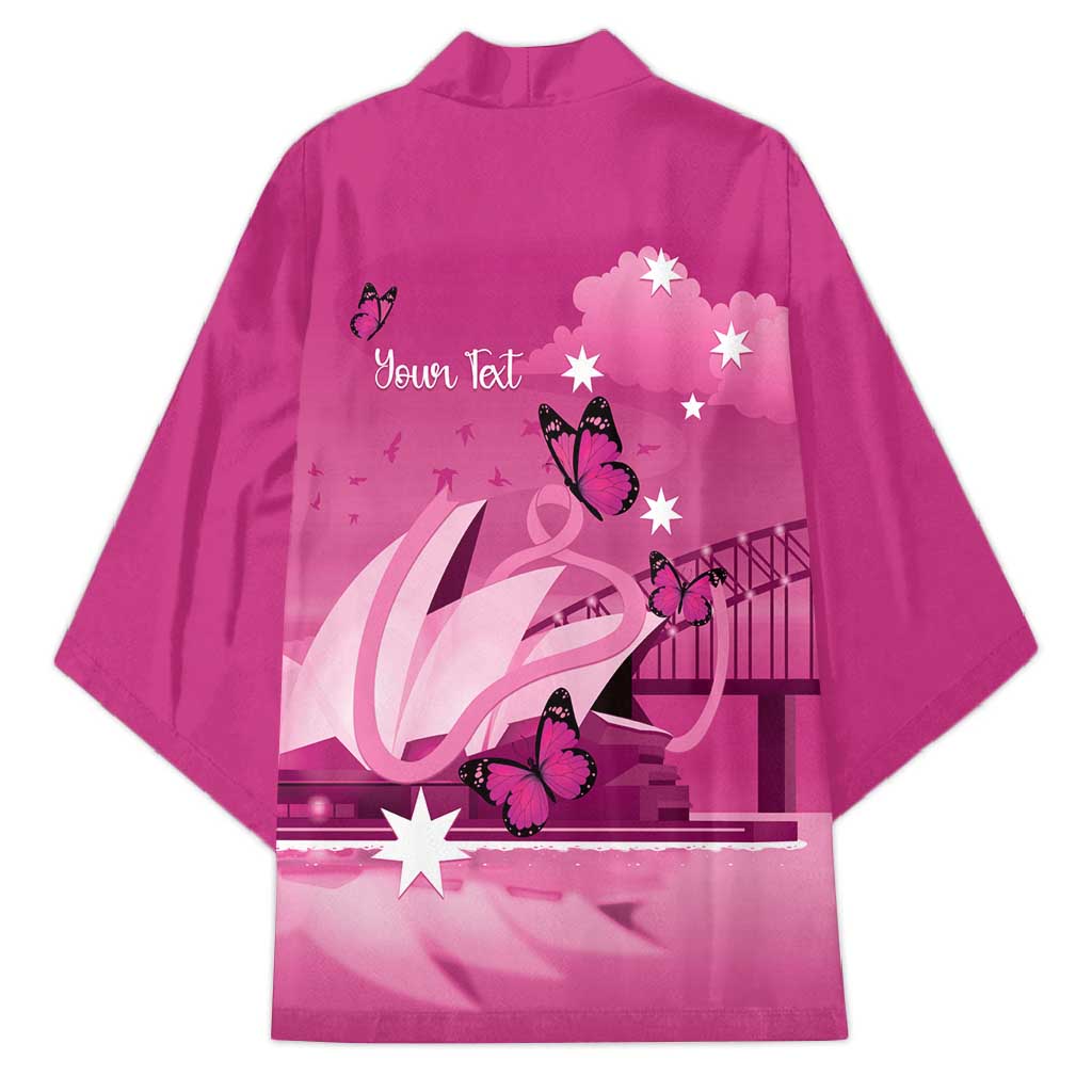 Personalised Australia Breast Cancer Awareness Kimono Sydney Opera House Butterfly Pink Ribbon - Aussie Hoodie