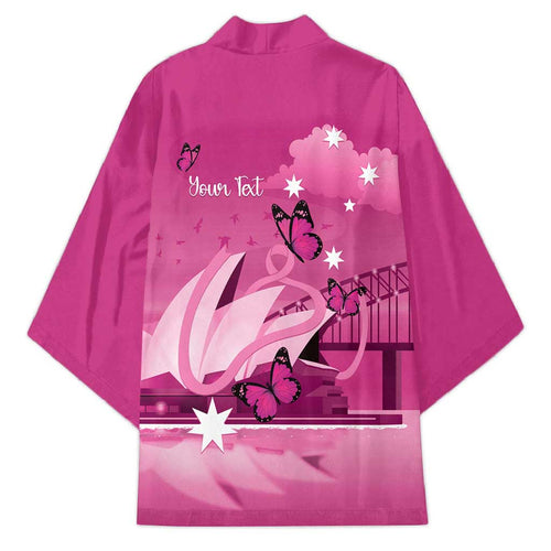 Personalised Australia Breast Cancer Awareness Kimono Sydney Opera House Butterfly Pink Ribbon - Aussie Hoodie