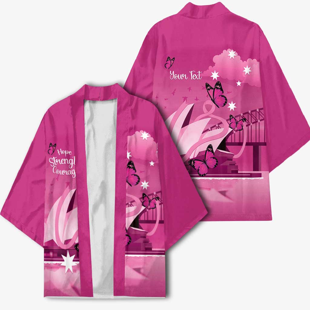 Personalised Australia Breast Cancer Awareness Kimono Sydney Opera House Butterfly Pink Ribbon - Aussie Hoodie