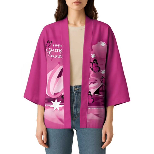 Personalised Australia Breast Cancer Awareness Kimono Sydney Opera House Butterfly Pink Ribbon - Aussie Hoodie