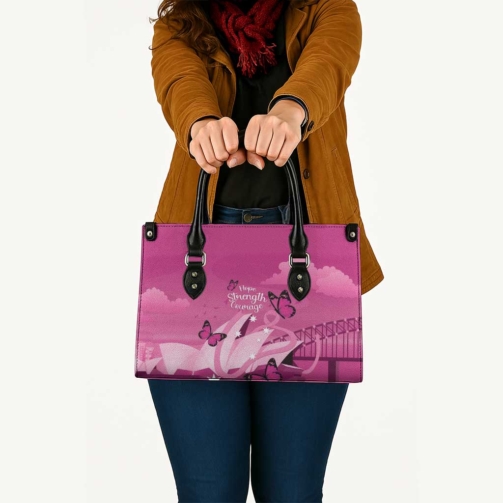 Australia Breast Cancer Awareness Leather Bag Sydney Opera House Butterfly Pink Ribbon - Aussie Hoodie