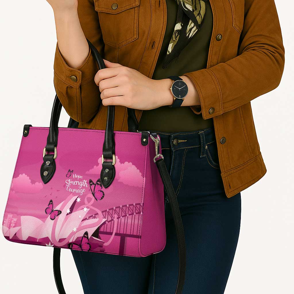 Australia Breast Cancer Awareness Leather Bag Sydney Opera House Butterfly Pink Ribbon - Aussie Hoodie