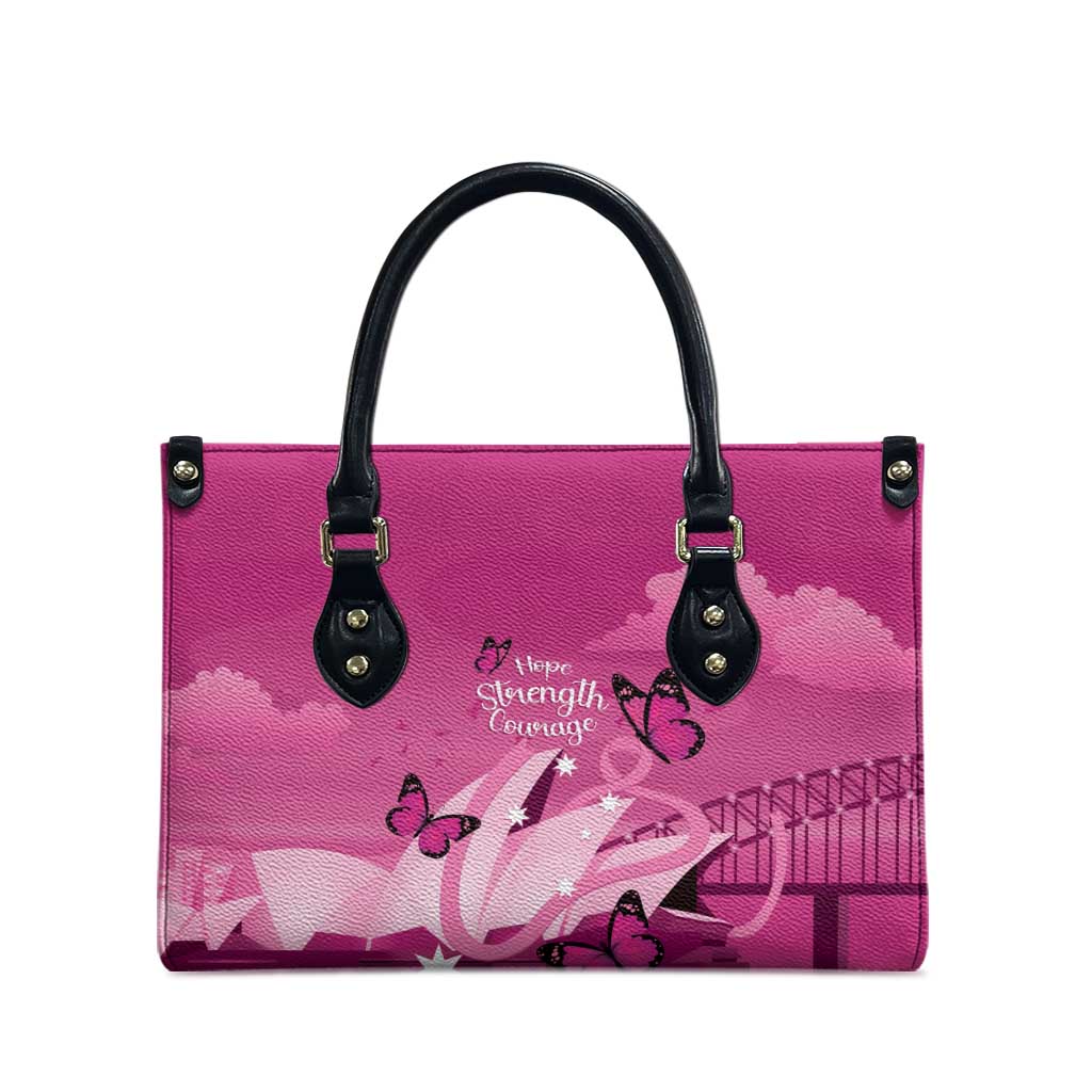 Australia Breast Cancer Awareness Leather Bag Sydney Opera House Butterfly Pink Ribbon - Aussie Hoodie
