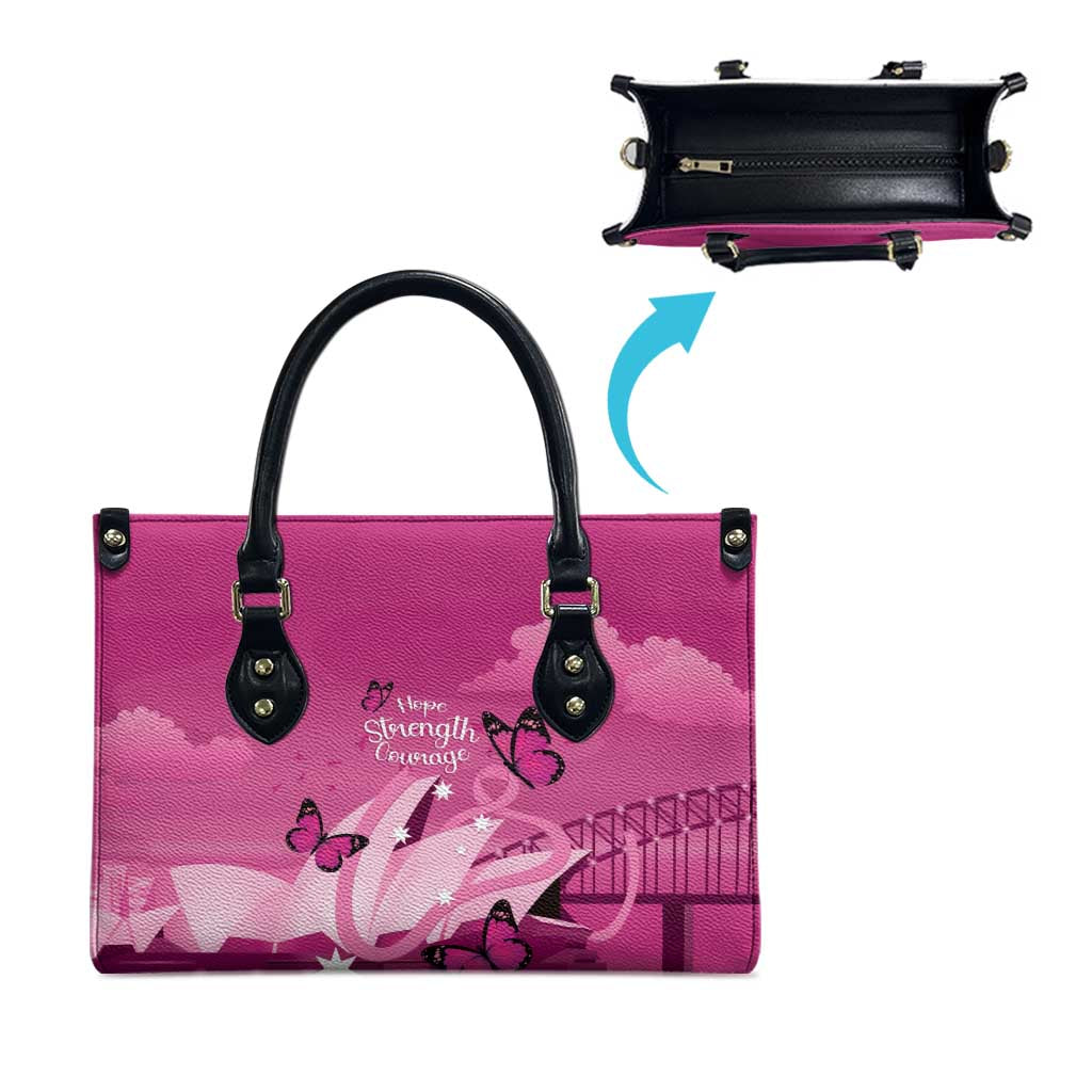 Australia Breast Cancer Awareness Leather Bag Sydney Opera House Butterfly Pink Ribbon - Aussie Hoodie