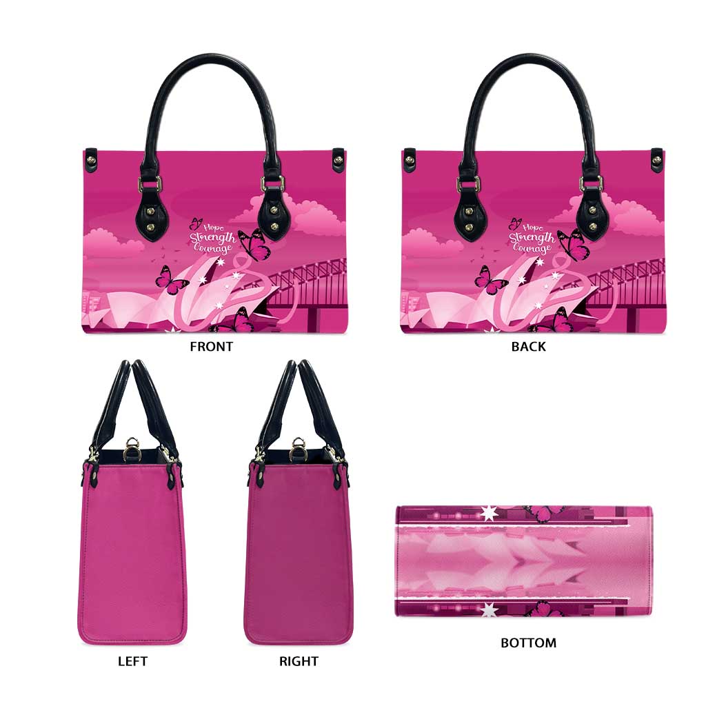 Australia Breast Cancer Awareness Leather Bag Sydney Opera House Butterfly Pink Ribbon - Aussie Hoodie