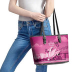 Australia Breast Cancer Awareness Leather Tote Bag Sydney Opera House Butterfly Pink Ribbon - Aussie Hoodie
