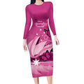 Personalised Australia Breast Cancer Awareness Long Sleeve Bodycon Dress Sydney Opera House Butterfly Pink Ribbon - Aussie Hoodie