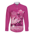 Personalised Australia Breast Cancer Awareness Long Sleeve Button Shirt Sydney Opera House Butterfly Pink Ribbon - Aussie Hoodie