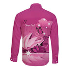 Personalised Australia Breast Cancer Awareness Long Sleeve Button Shirt Sydney Opera House Butterfly Pink Ribbon - Aussie Hoodie